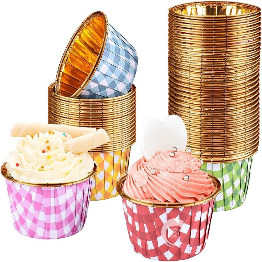 50 Pcs Foil Metallic Cupcake Muffin Liners