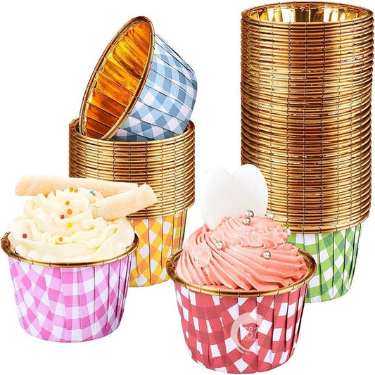 50 Pcs Foil Metallic Cupcake Muffin Liners