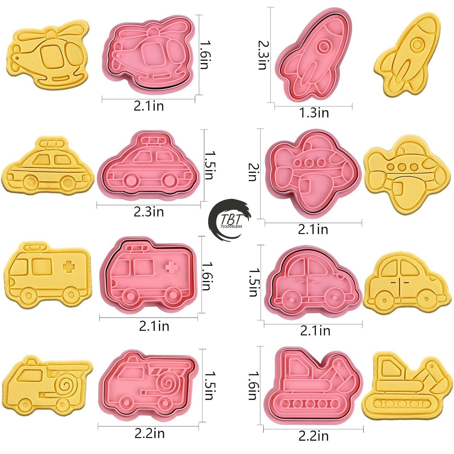 8 Pcs Transportation Vehicle Cookie And Fondant Cutter