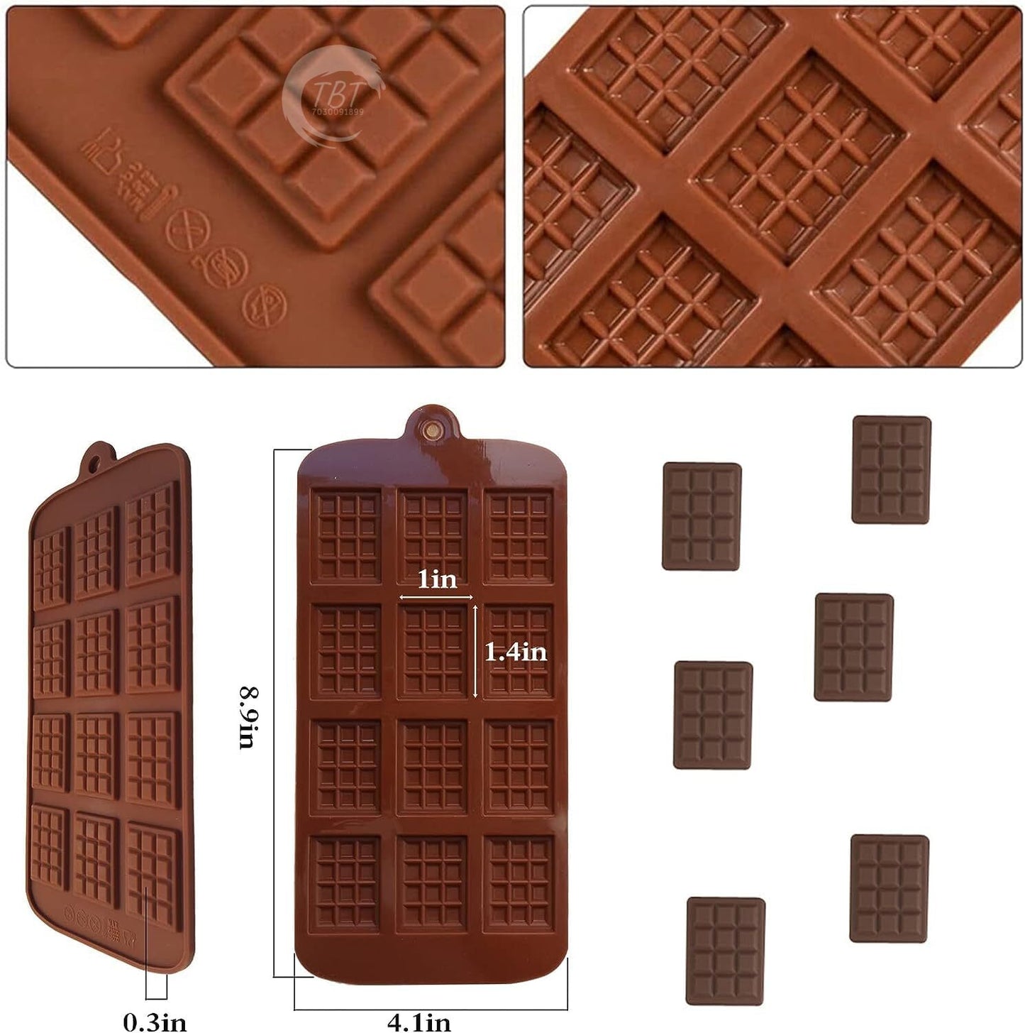 12 Cavity Silicone Break Apart Chocolate Mini Bar Mold