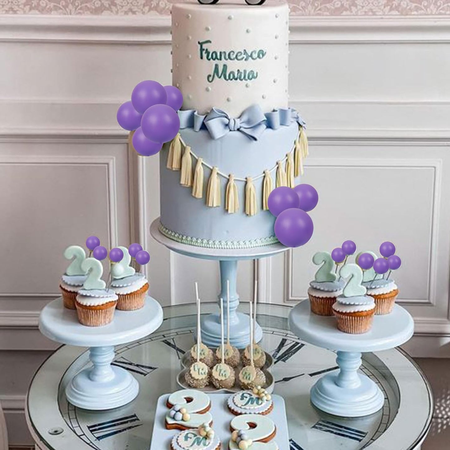 20Pcs Purple Faux Ball Cake Decoration