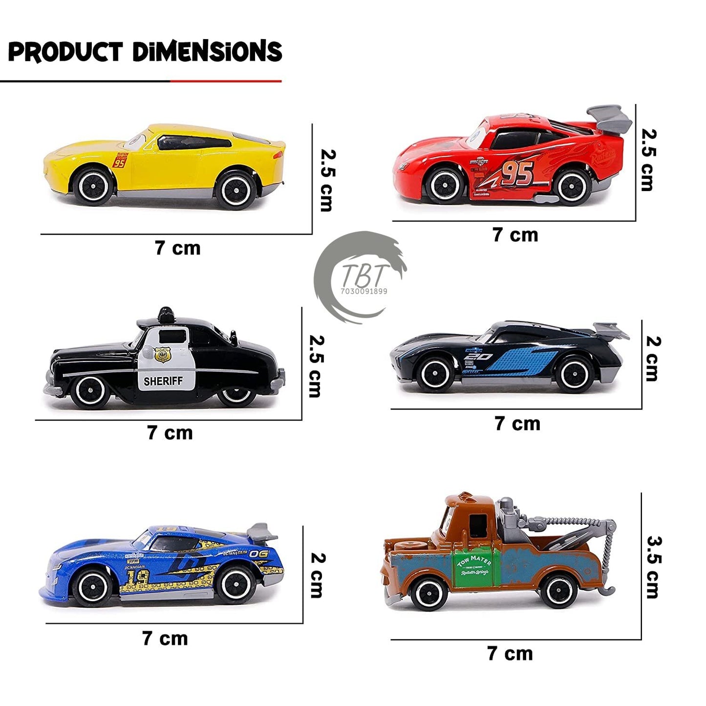 Mini Die Cast Car Vehicle { Set Of 6 Piece }