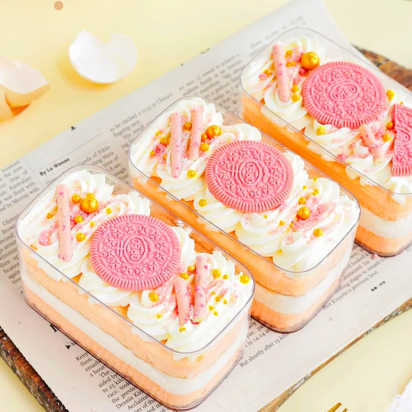 Transparent Acrylic Dessert Rectangle Tub With Lid (Pack of 3)