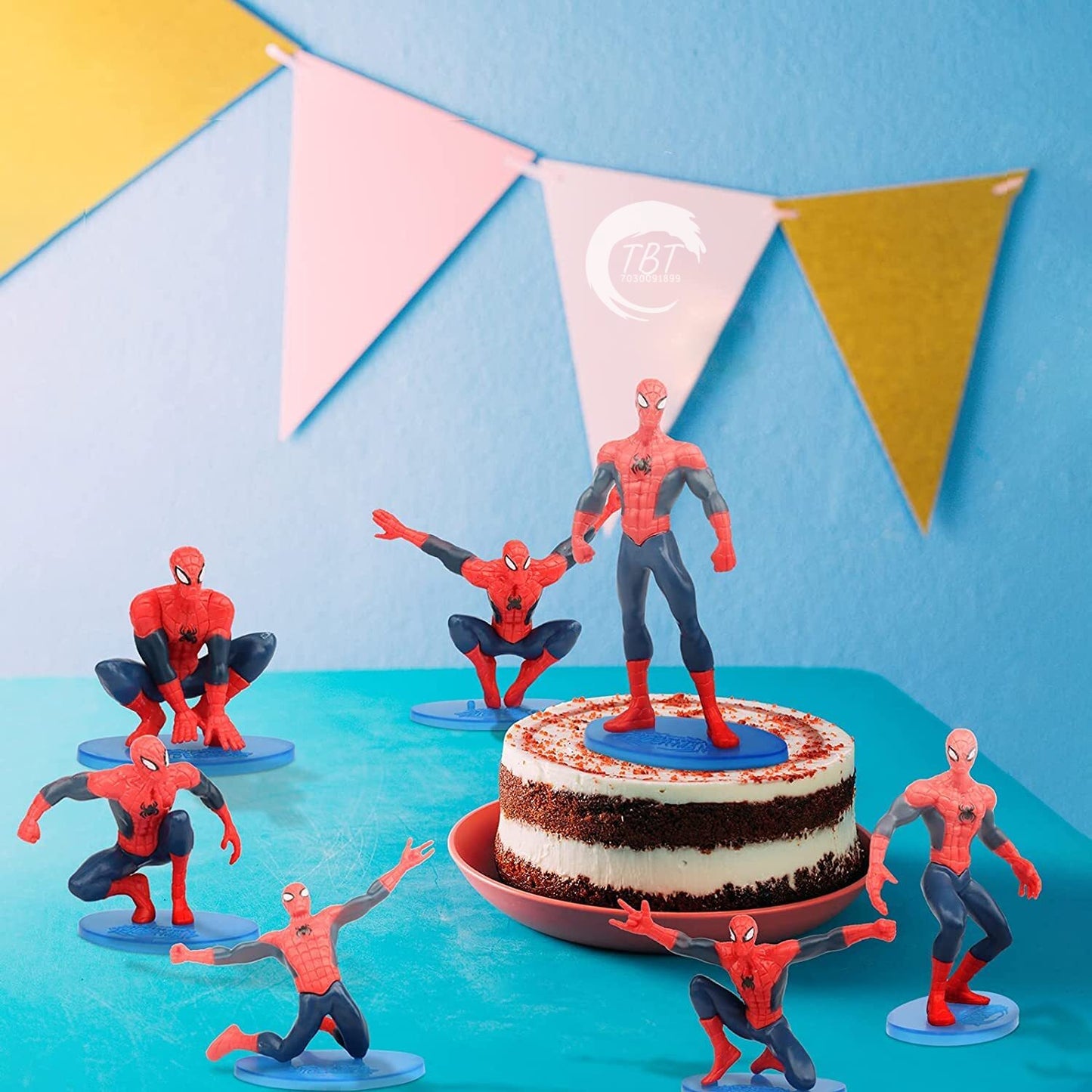 SpiderMan Cake Decorating Toy Topper { Set Of 7 Piece }