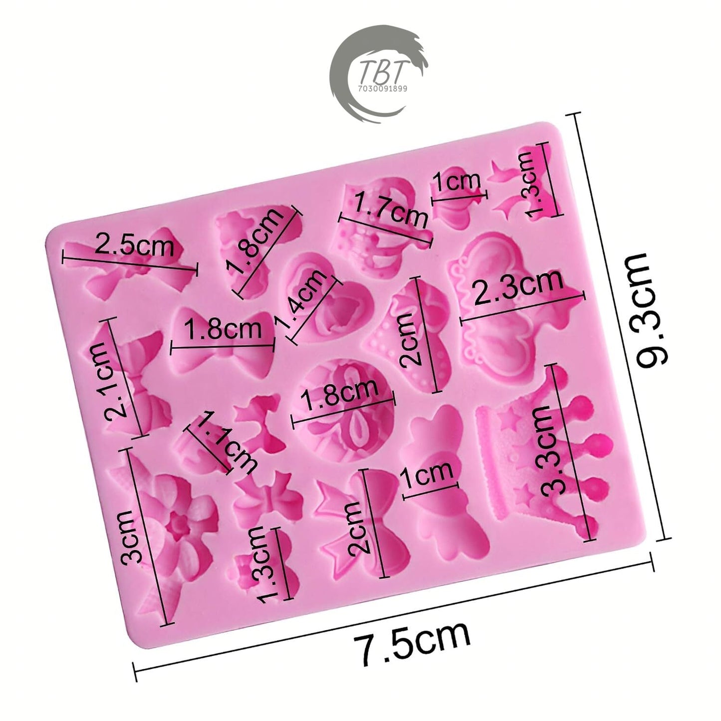 Bows Crown Heart Silicone Fondant Mold