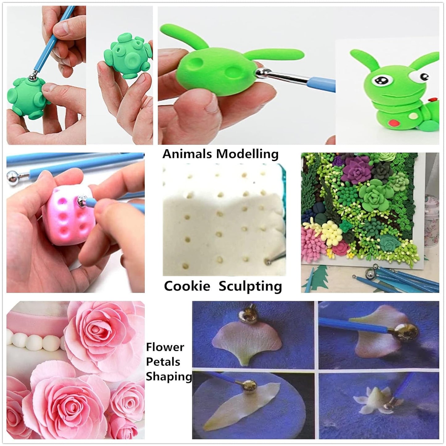 4 Pcs Modelling Ball for Fondant Cake Flower Decorating Tools
