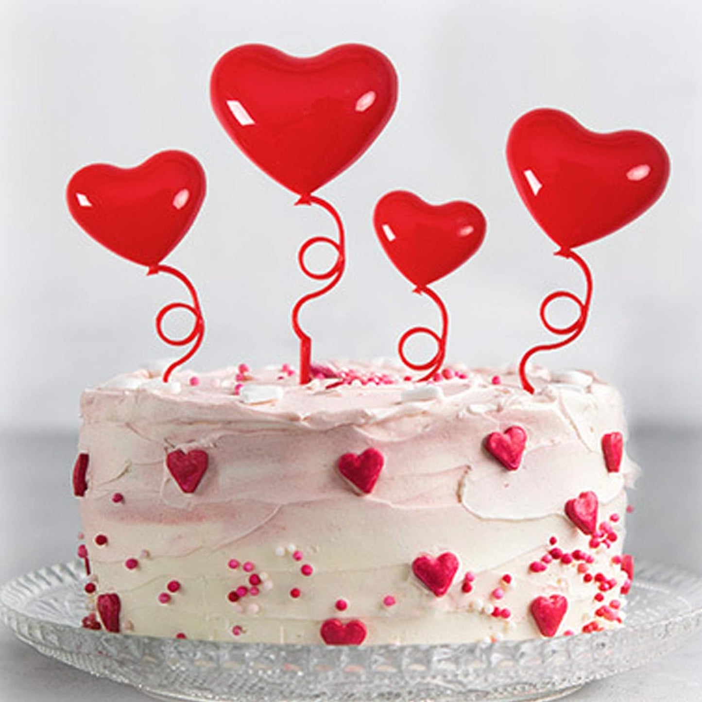 Plastic Red Heart Balloon Cake Topper