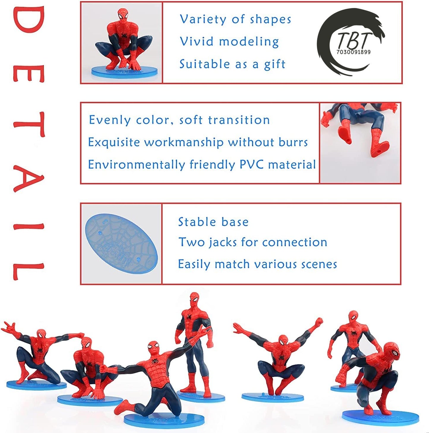 SpiderMan Cake Decorating Toy Topper { Set Of 7 Piece }