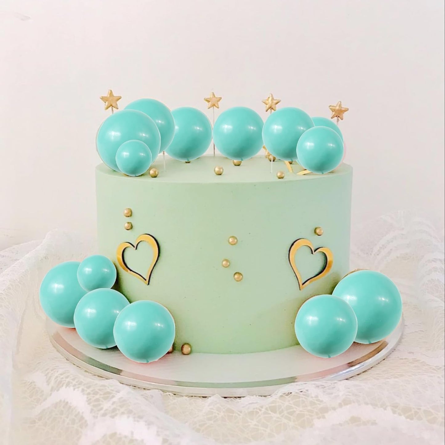 20Pcs Teal Faux Ball Cake Decoration