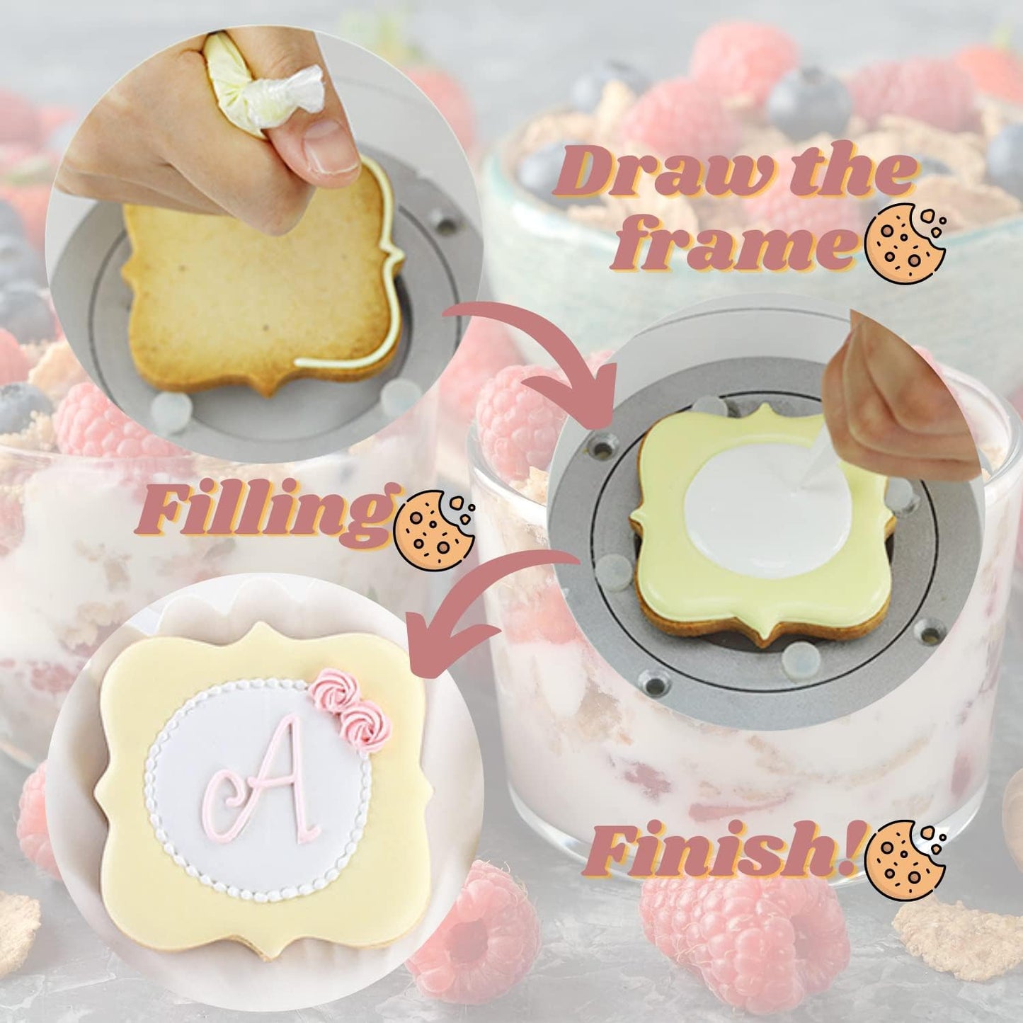 4Pcs Vintage Plaque Frame Fondant And Cookie Cutter