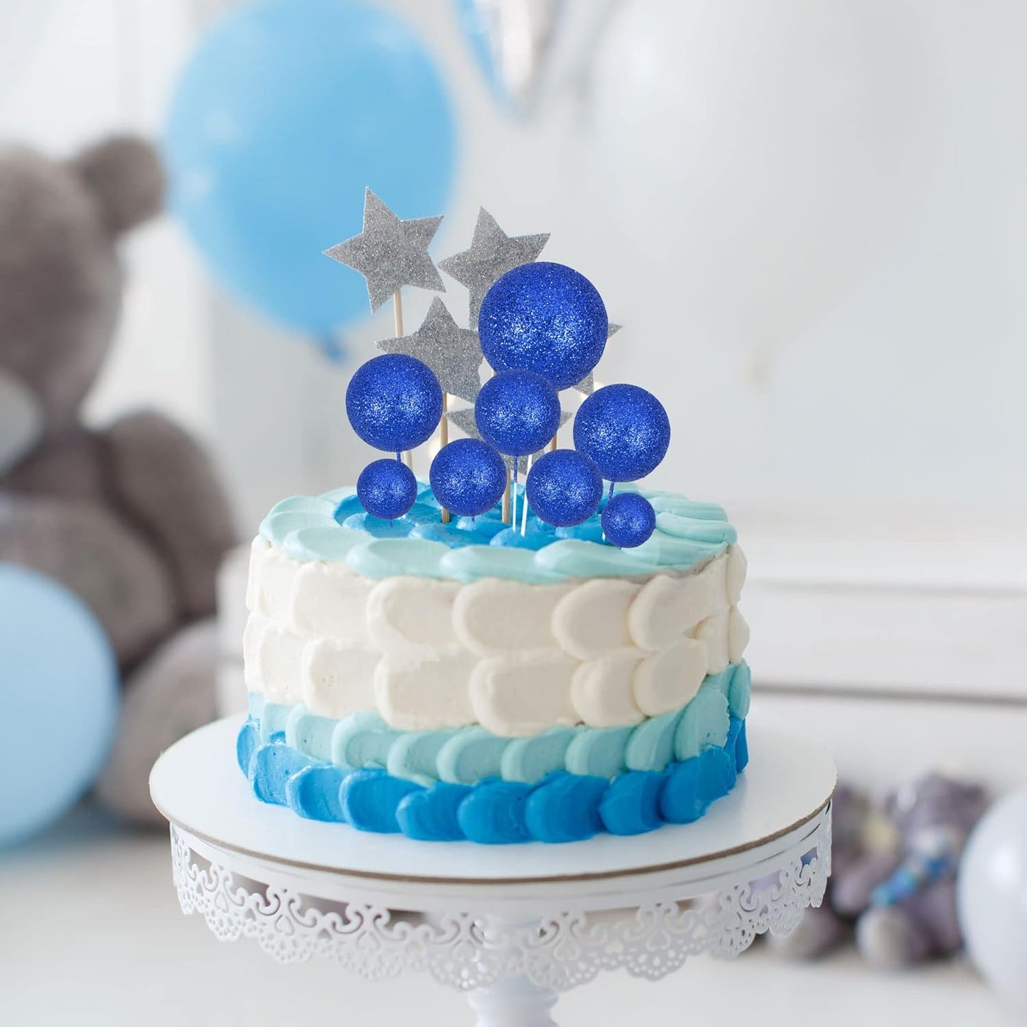 20Pcs Blue Faux Ball Cake Decoration