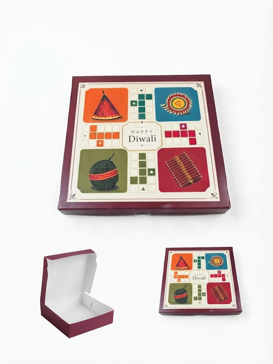 Happy Diwali Ludo Theme Festive Gift & Sweet Box (Pack of 5)