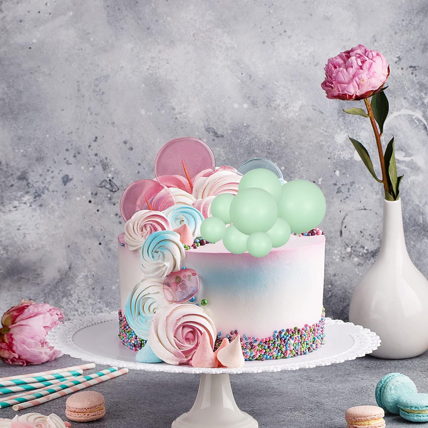 20Pcs Green Faux Ball Cake Decoration