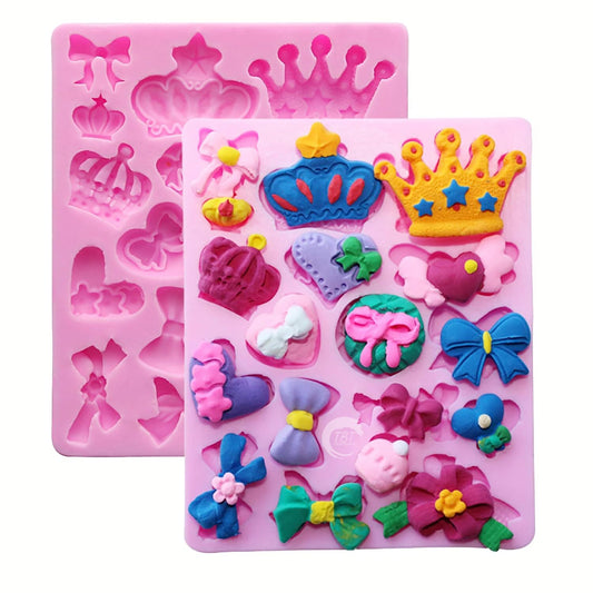 Bows Crown Heart Silicone Fondant Mold