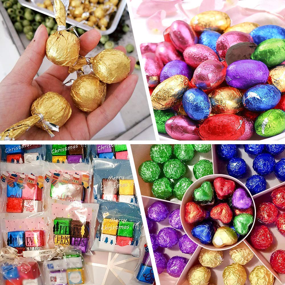 250 Pcs Square Aluminium Foil Chocolate Packaging Wrapper Multicolor