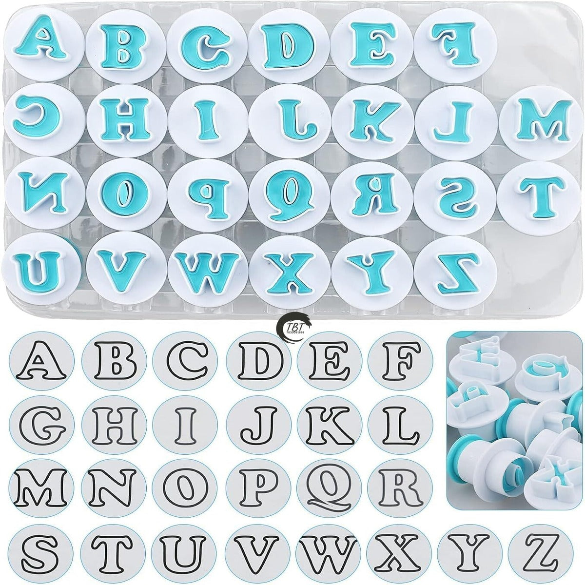 26 Pcs Alphabet Letters Plunger Fondant Cookie Cutter