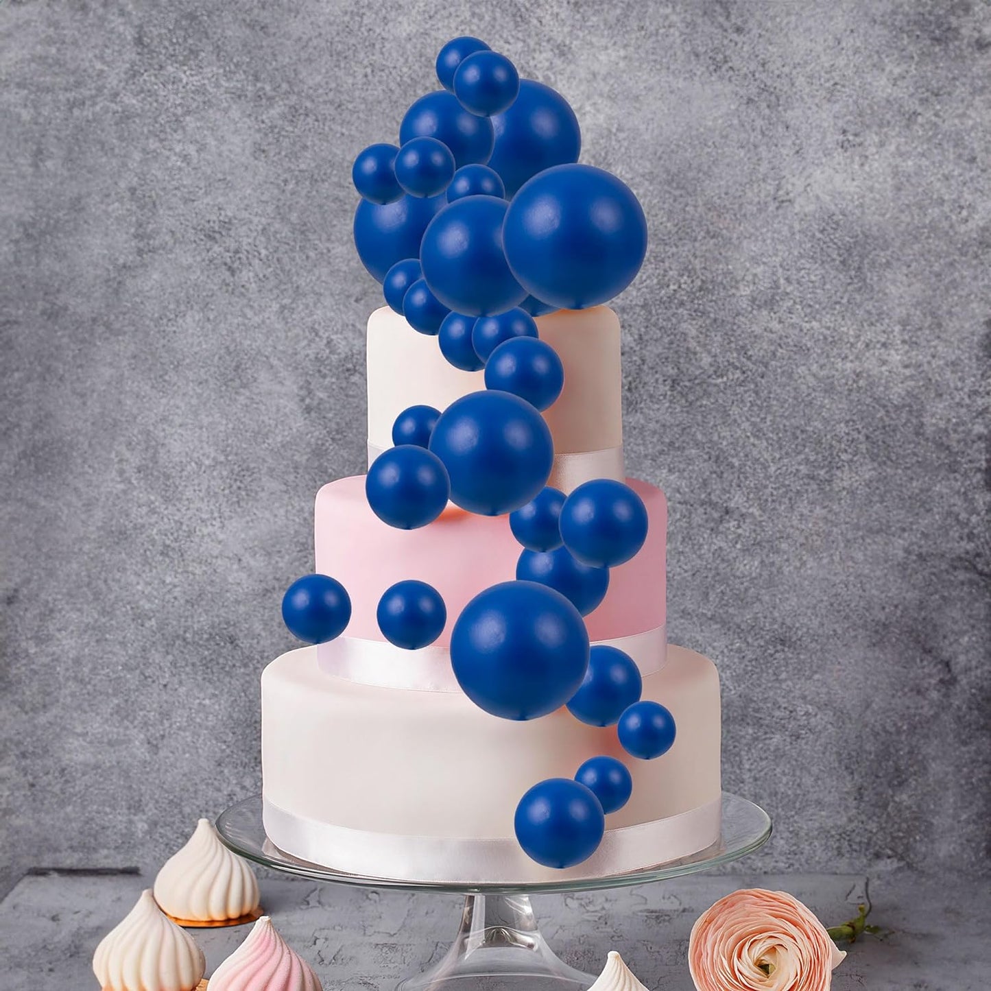 20Pcs Royal Blue Faux Ball Cake Decoration