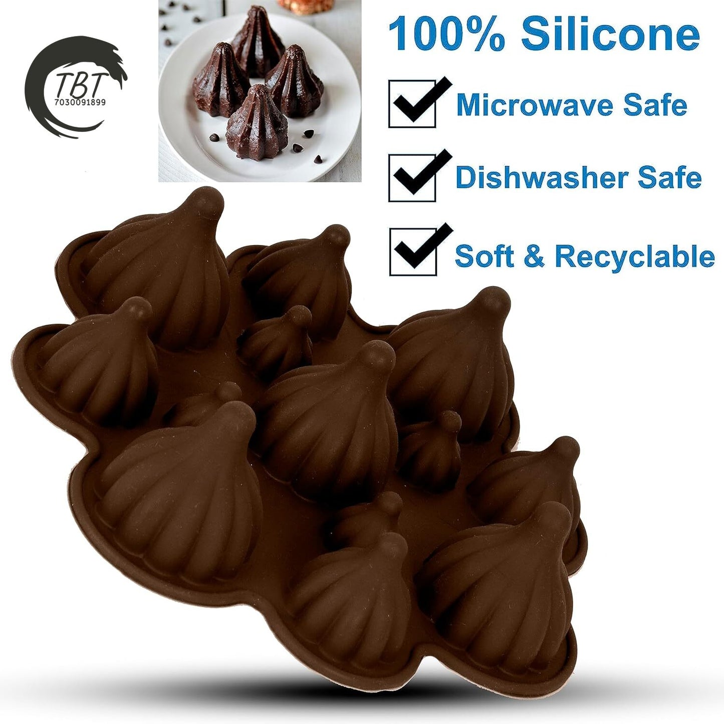 13 Cavity Big & Small Silicone Modak Shape Chocolate Mold