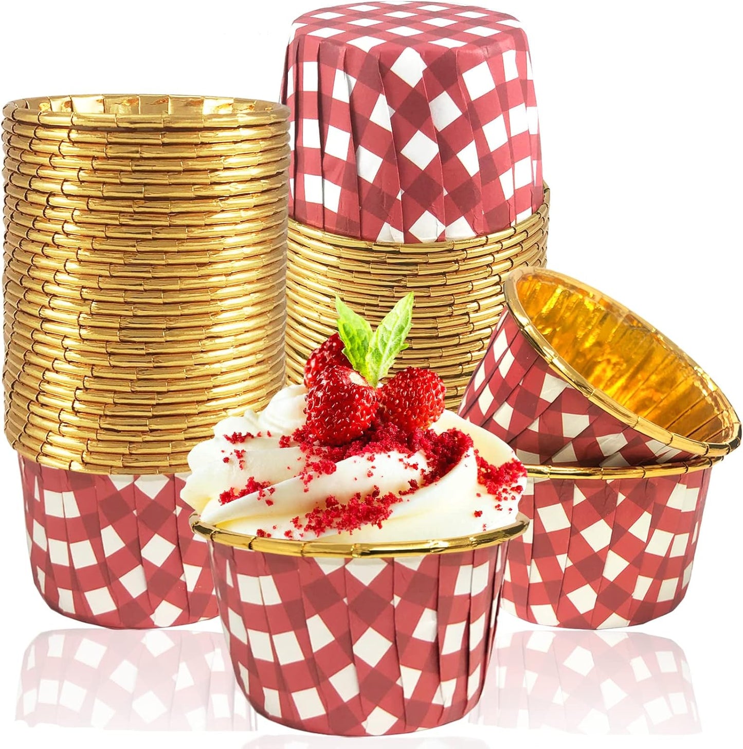50 Pcs Foil Metallic Cupcake Muffin Liners