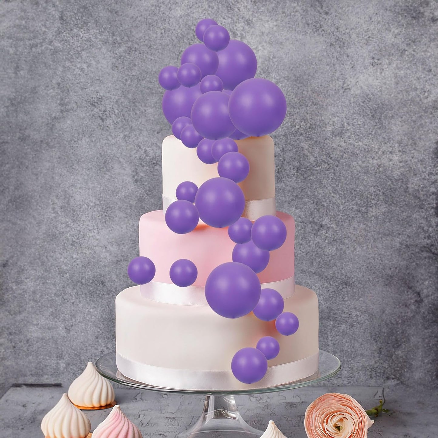 20Pcs Purple Faux Ball Cake Decoration