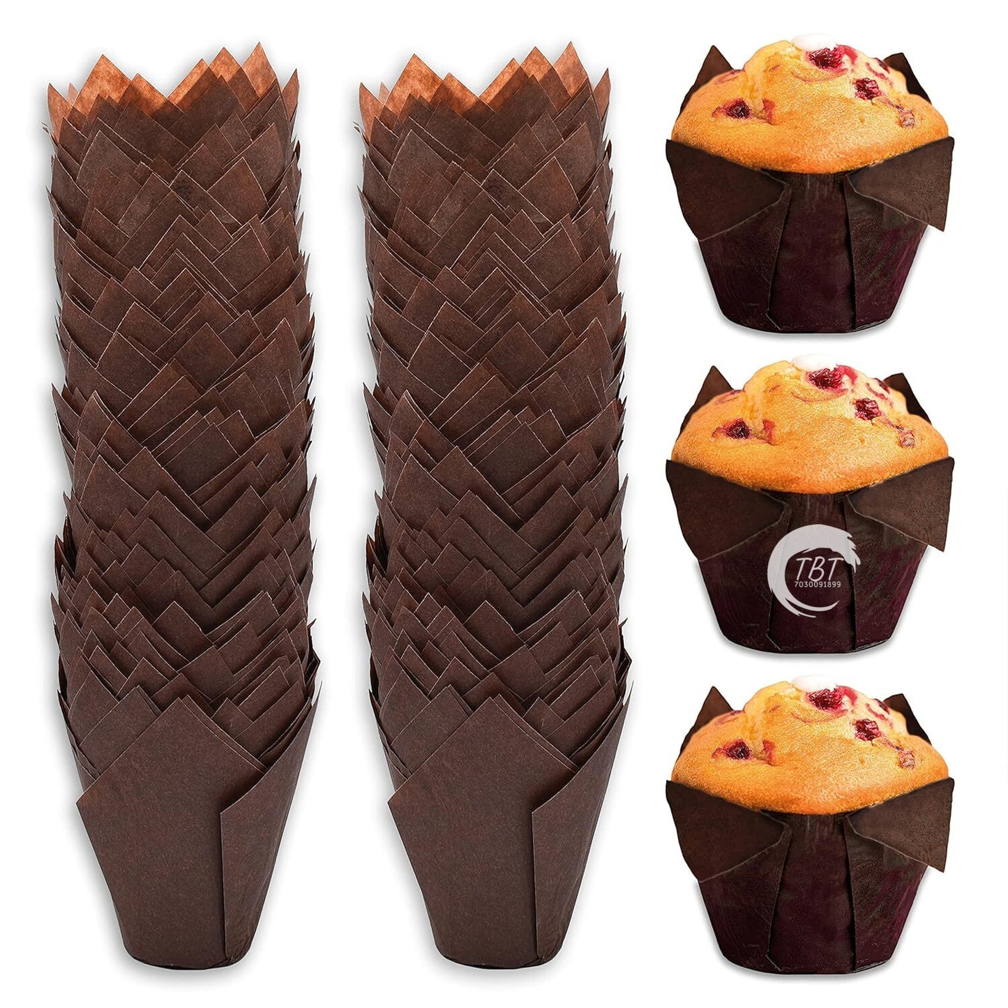 100 Pcs Tulip Paper Cupcake Muffin Liners