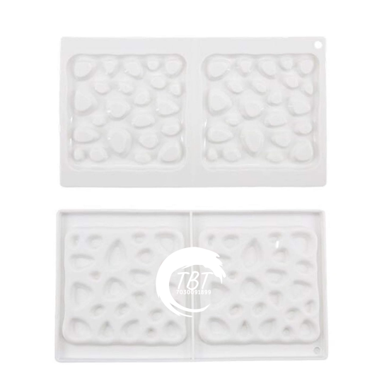 3D 2 Cavity Square Stone Garnishing Shape Cake Mold