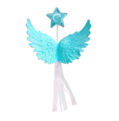 Blue Angel Feather Wings Star Cake Topper