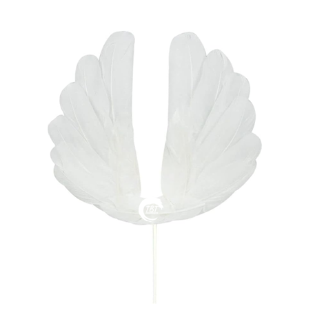 White Angel Wing Feather Cake Topper