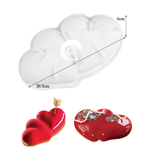 2 Cavity Silicon 3D Heart Entremet Cake & Mousse Mold