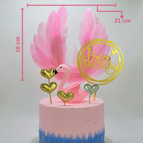 Pink Angel Wing Feather Cake Topper