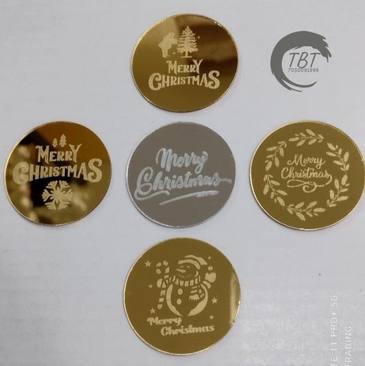 Merry Christmas Acrylic Coins (Pack Of 10 Pcs)