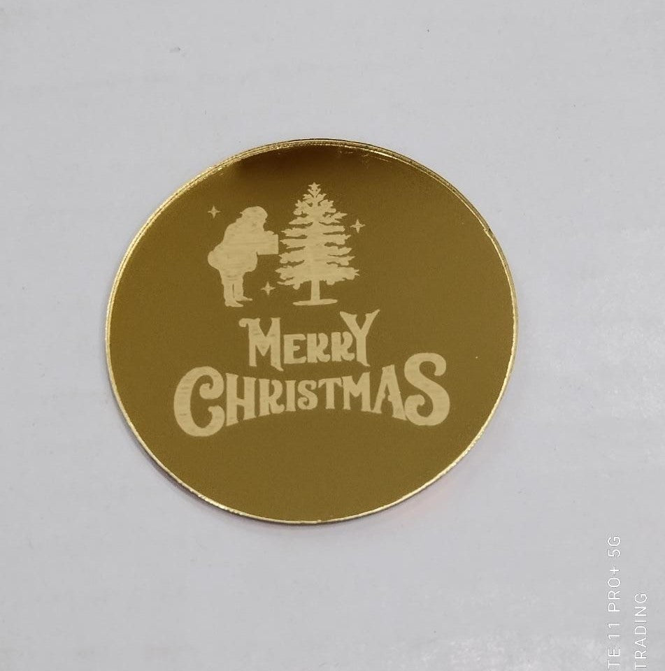 Merry Christmas Acrylic Coins (Pack Of 10 Pcs)