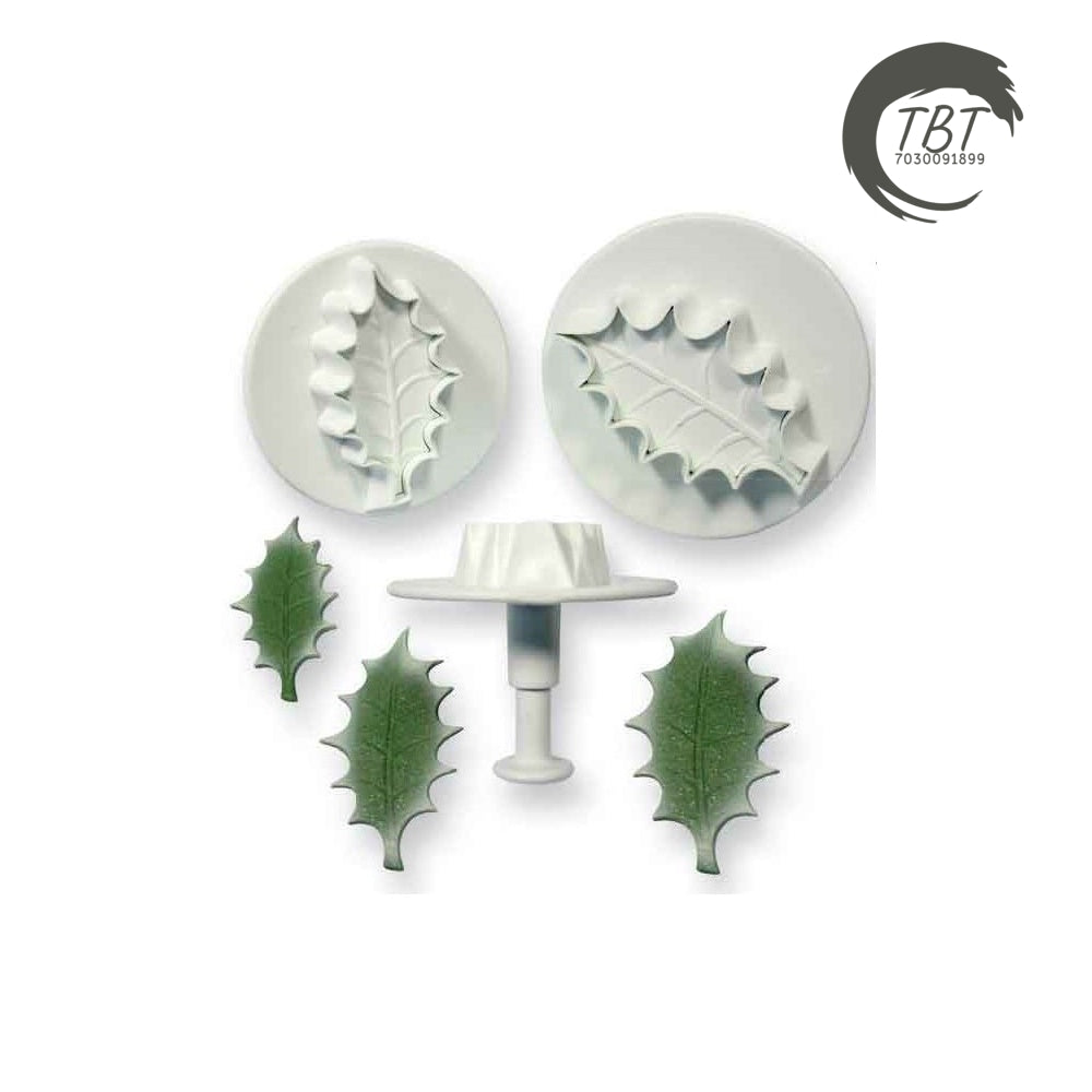 Veined Holly Leaf Plunger Cutters, Set of 3 Pieces