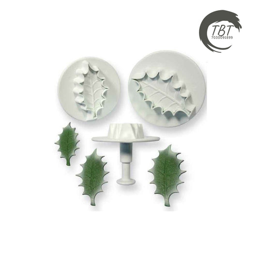 Veined Holly Leaf Plunger Cutters, Set of 3 Pieces