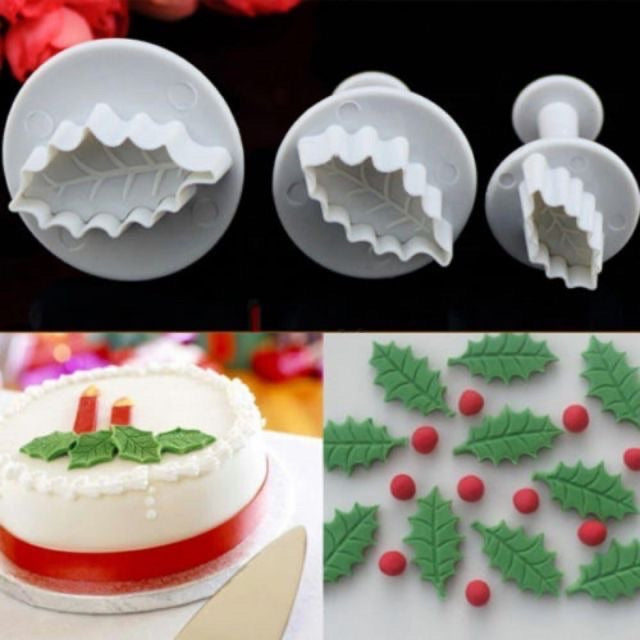 Veined Holly Leaf Plunger Cutters, Set of 3 Pieces