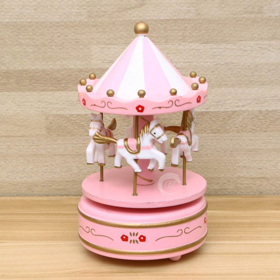 Carousel Rotating Musical Horse Music Box Toy - Pink