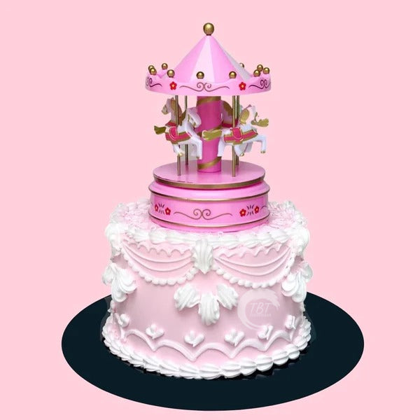 Carousel Rotating Musical Horse Music Box Toy - Pink