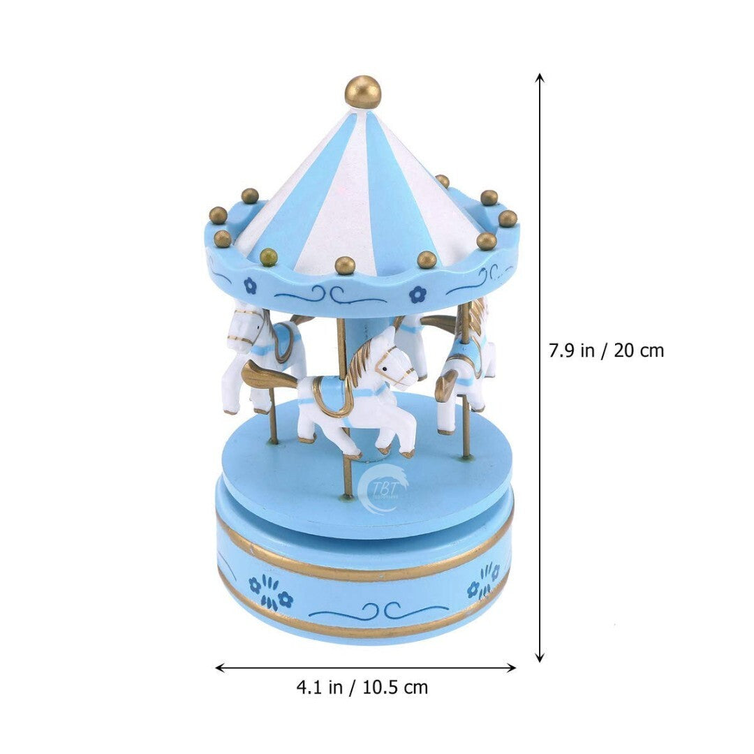 Carousel Rotating Musical Horse Music Box Toy - Blue