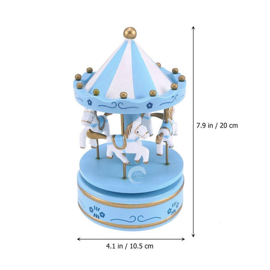 Carousel Rotating Musical Horse Music Box Toy - Blue