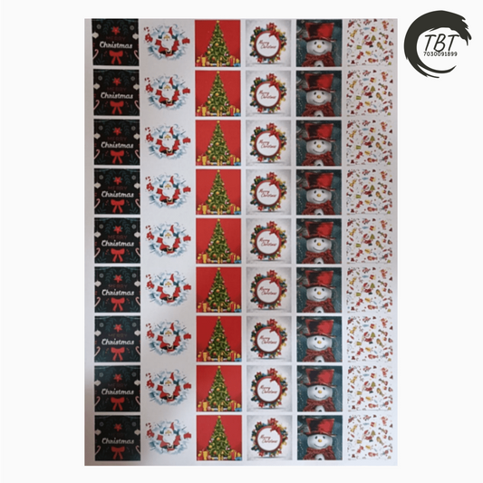 Merry Christmas Sticker A4 Sheet