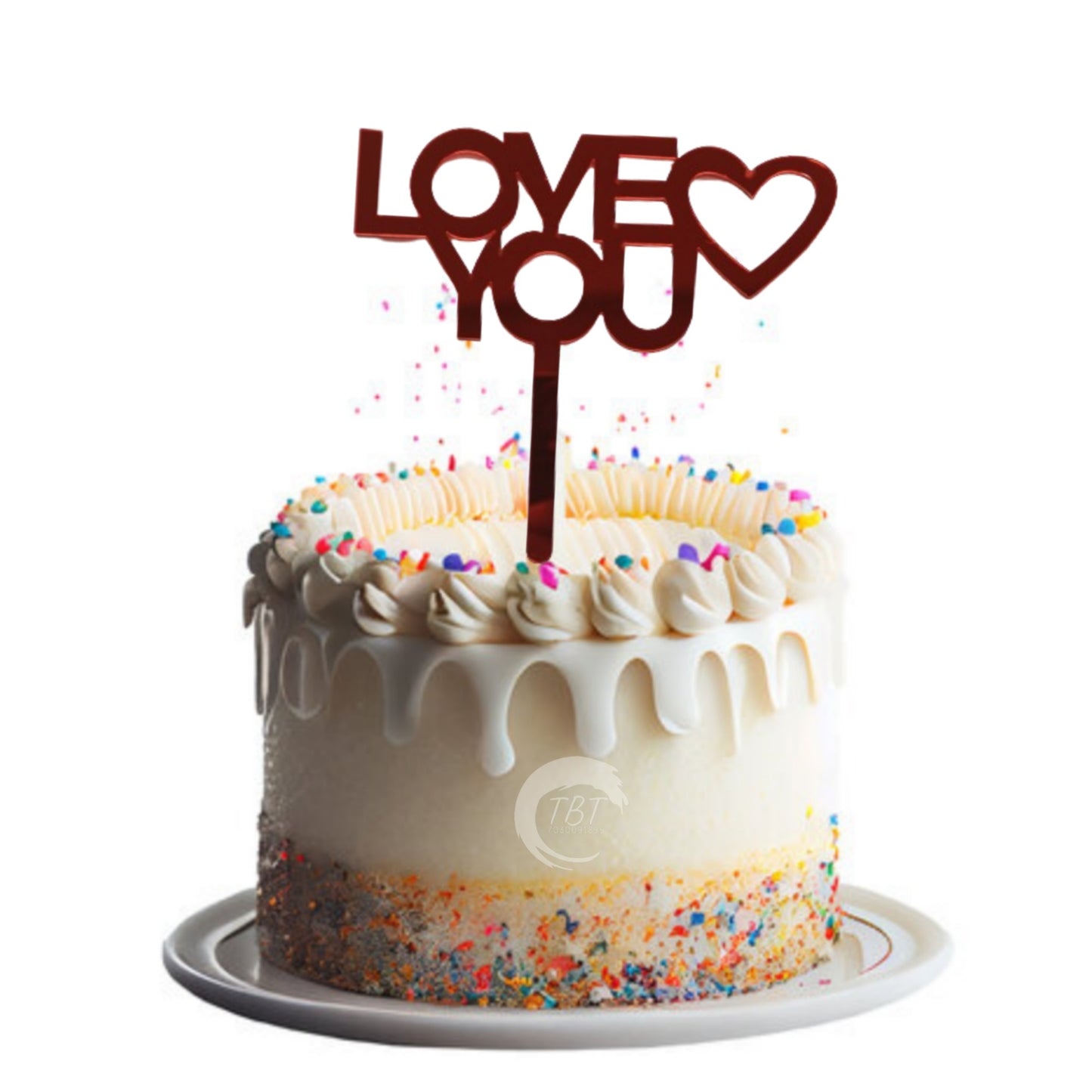 Love You Acrylic Cake Topper #3