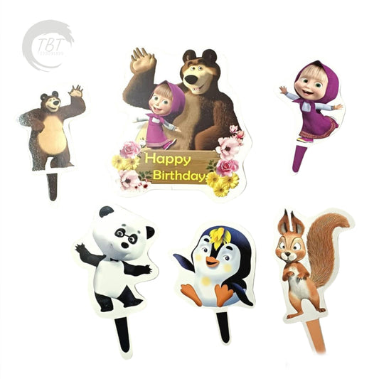 Masha And Bear Paper Theme Topper Set