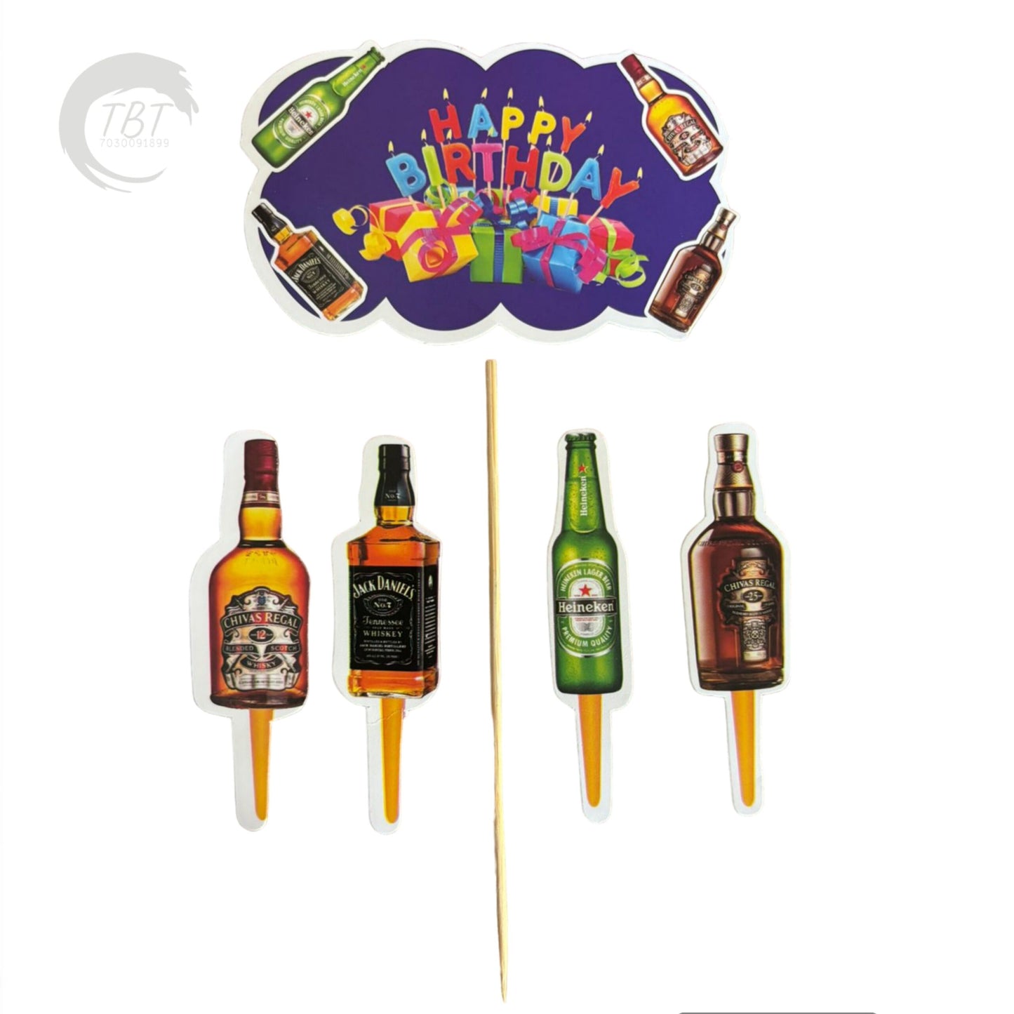 Liquor Bottle Paper Theme Topper Set