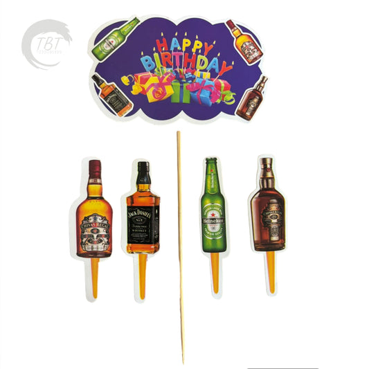 Liquor Bottle Paper Theme Topper Set