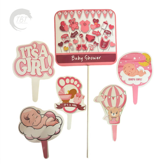 Its A Girl Paper Theme Topper Set