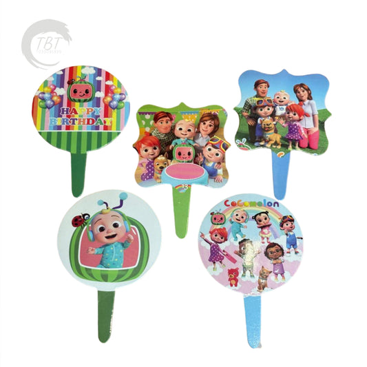 Cocomelon Paper Theme Cupcake Topper [ Set Of 20 Piece ]