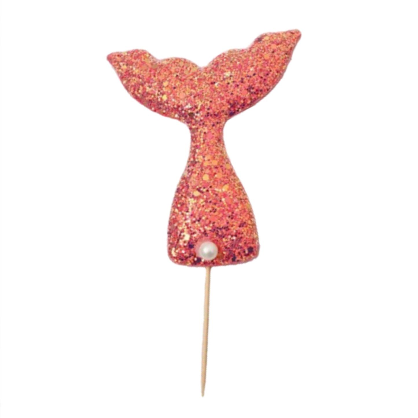 3D Glitter Mermaid Tail Cake Topper - Red
