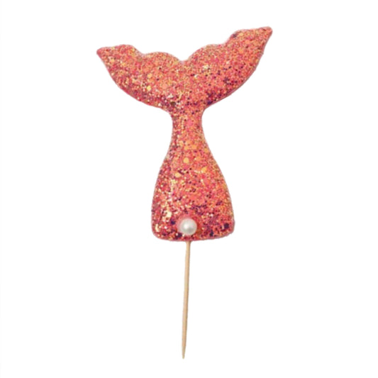 3D Glitter Mermaid Tail Cake Topper - Red