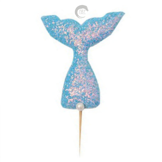 3D Glitter Mermaid Tail Cake Topper - Blue
