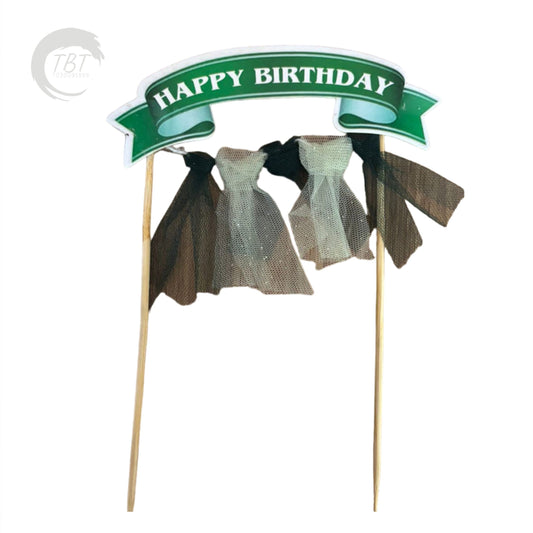Happy Birthday Hanging Paper Cake Topper - Green